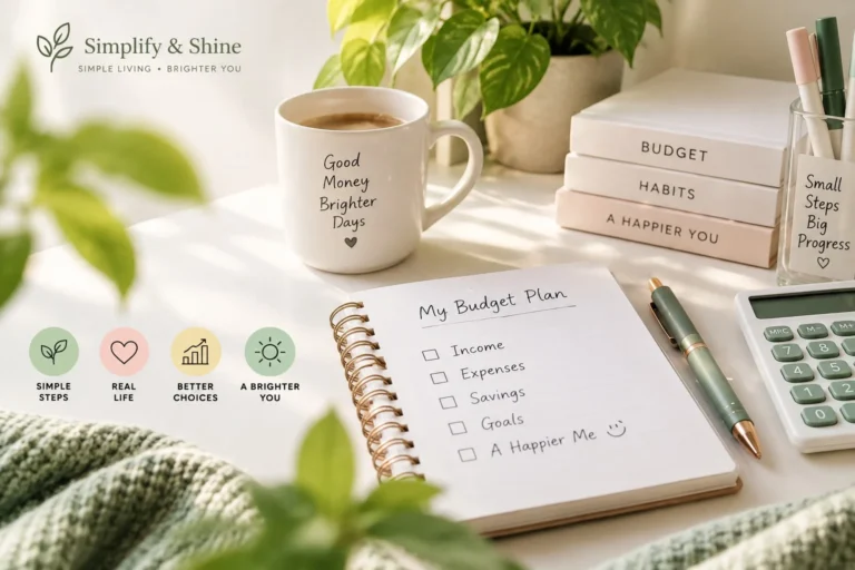 How to Create a Simple Budget When You Feel Overwhelmed 2 Simple budget planning with a notebook and calculator.